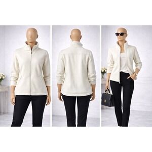 Faded Glory Womens Full Zip Fleece Jacket Tusk White FL00600Y Size M 8-10